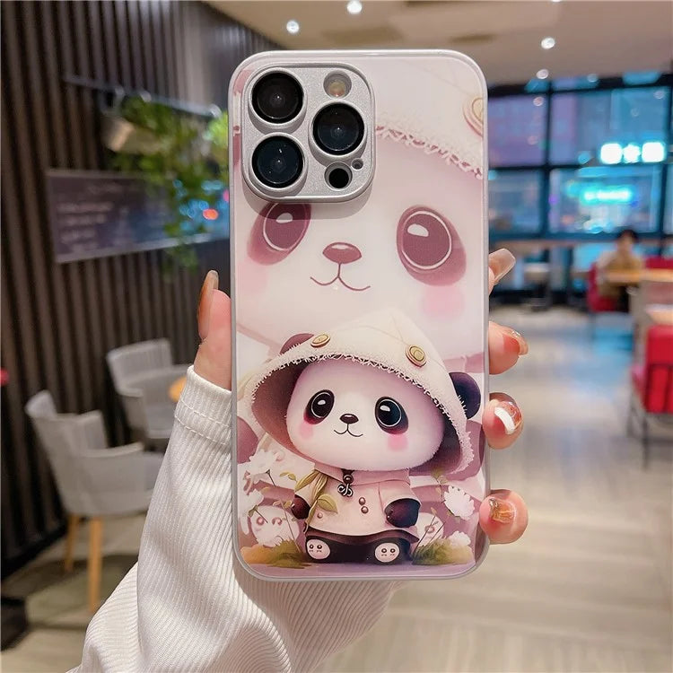 For iPhone 14 Pro Max Case Panda Pattern Phone Cover with Lens Protector