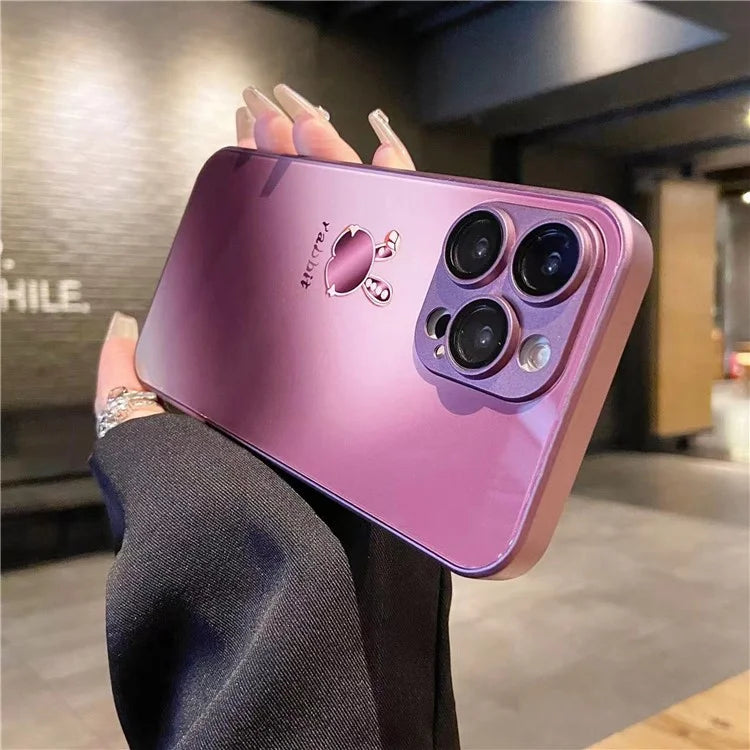 For iPhone 15 Pro Case Lop-eared Rabbit Pattern Phone Cover Tempered Glass+TPU Shell