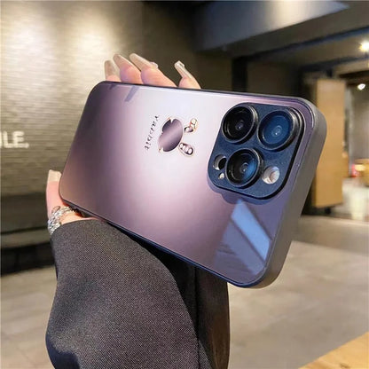For iPhone 15 Pro Case Lop-eared Rabbit Pattern Phone Cover Tempered Glass+TPU Shell