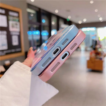 For iPhone 15 Pro Max Case Cute Dog Pattern Phone Cover Tempered Glass+TPU Shell