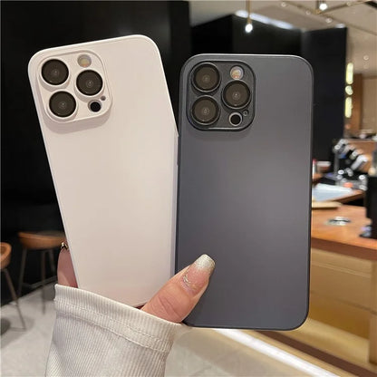 AG For iPhone 15 Pro Max Phone Case Matte TPU Frame Tempered Glass Back Cover