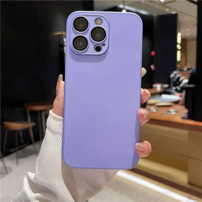 AG For iPhone 15 Pro Max Phone Case Matte TPU Frame Tempered Glass Back Cover