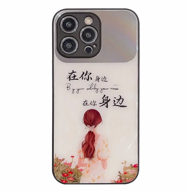 For iPhone 14 Pro Case TPU+Tempered Glass Pattern Printing Phone Cover