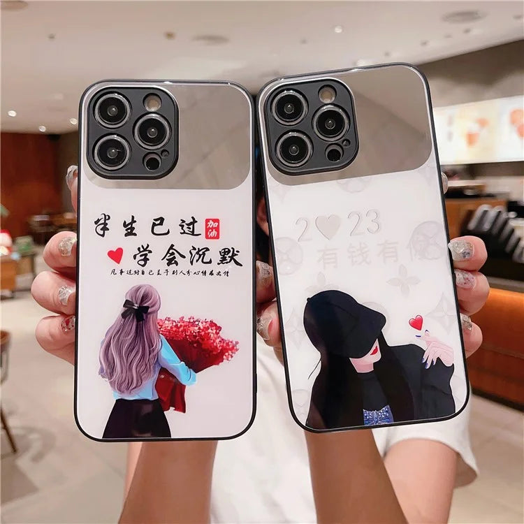 For iPhone 14 Pro Case TPU+Tempered Glass Pattern Printing Phone Cover