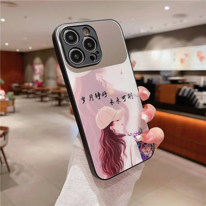 For iPhone 13 Pro Max Case Pattern Design TPU+Tempered Glass Anti-Scratch Cover