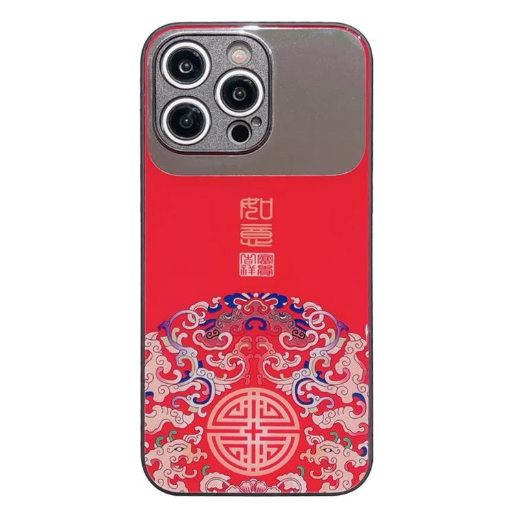 For iPhone 14 Pro Max Case TPU+Tempered Glass Makeup Mirror Back Cover