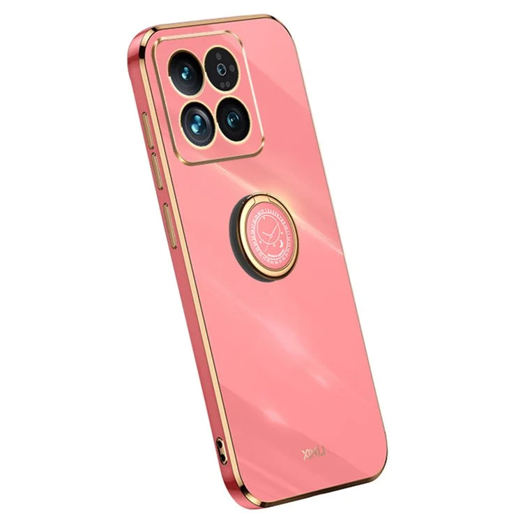 XINLI For Xiaomi 14 Case Electroplated Anti-drop Phone TPU Cover with Ring Kickstand