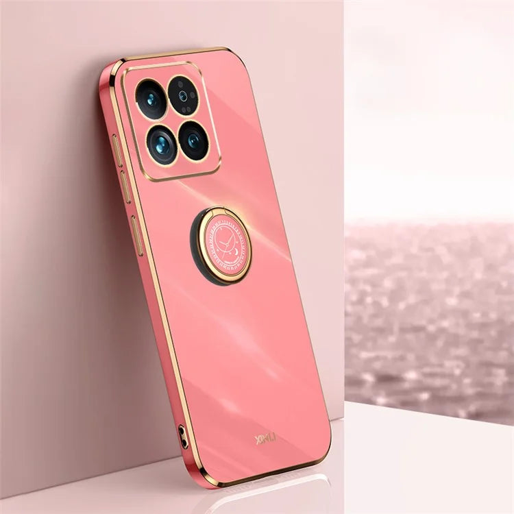 XINLI For Xiaomi 14 Case Electroplated Anti-drop Phone TPU Cover with Ring Kickstand