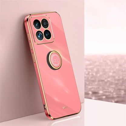 XINLI For Xiaomi 14 Case Electroplated Anti-drop Phone TPU Cover with Ring Kickstand