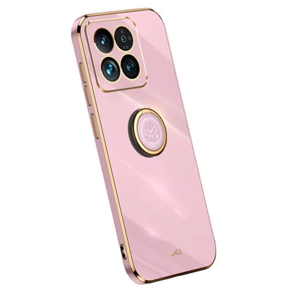 XINLI For Xiaomi 14 Case Electroplated Anti-drop Phone TPU Cover with Ring Kickstand
