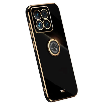 XINLI For Xiaomi 14 Case Electroplated Anti-drop Phone TPU Cover with Ring Kickstand