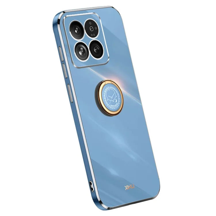 XINLI For Xiaomi 14 Case Electroplated Anti-drop Phone TPU Cover with Ring Kickstand