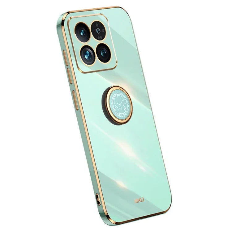 XINLI For Xiaomi 14 Pro Case Electroplated TPU Ring Kickstand Phone Cover