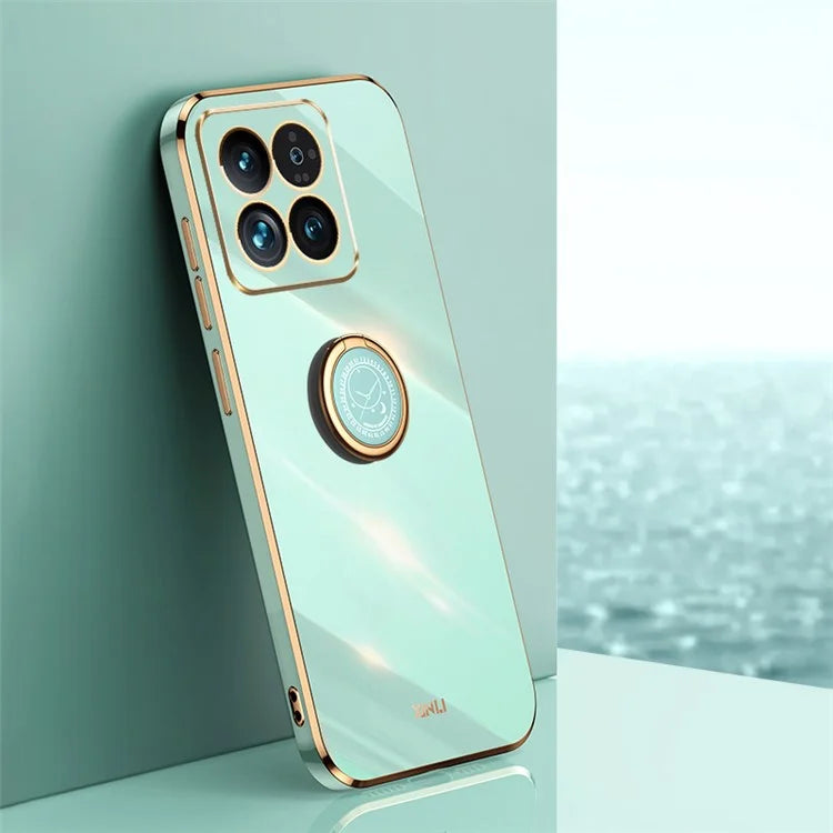 XINLI For Xiaomi 14 Pro Case Electroplated TPU Ring Kickstand Phone Cover