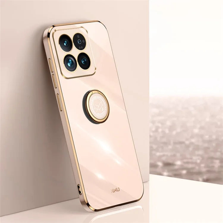 XINLI For Xiaomi 14 Pro Case Electroplated TPU Ring Kickstand Phone Cover