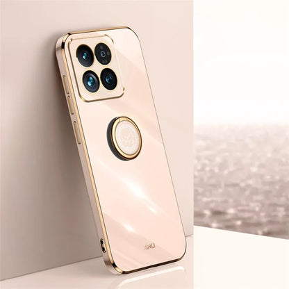 XINLI For Xiaomi 14 Pro Case Electroplated TPU Ring Kickstand Phone Cover