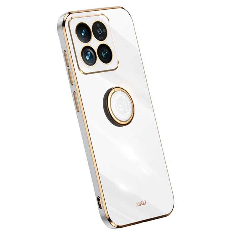 XINLI For Xiaomi 14 Pro Case Electroplated TPU Ring Kickstand Phone Cover