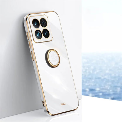 XINLI For Xiaomi 14 Pro Case Electroplated TPU Ring Kickstand Phone Cover