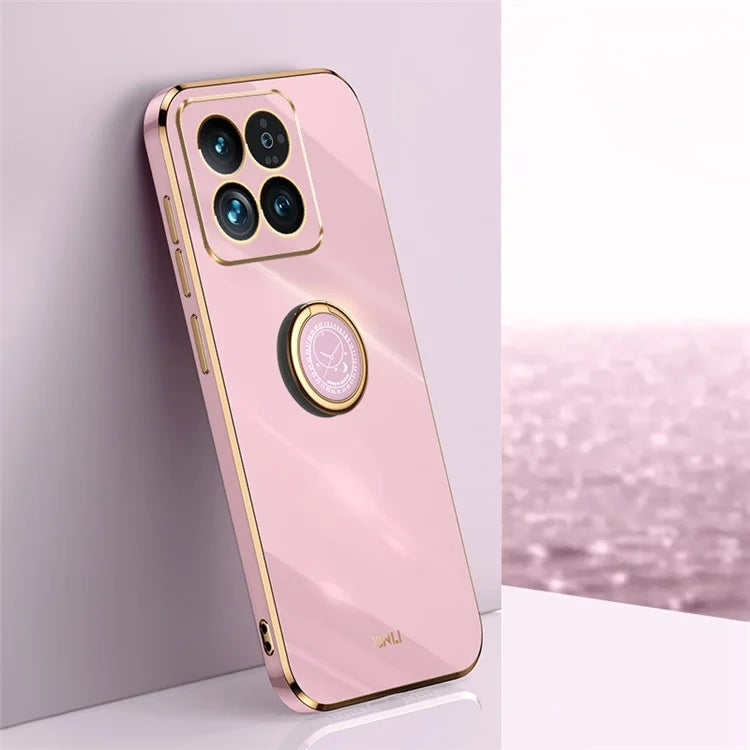 XINLI For Xiaomi 14 Pro Case Electroplated TPU Ring Kickstand Phone Cover