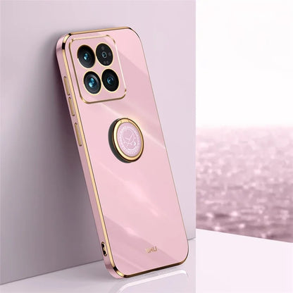 XINLI For Xiaomi 14 Pro Case Electroplated TPU Ring Kickstand Phone Cover