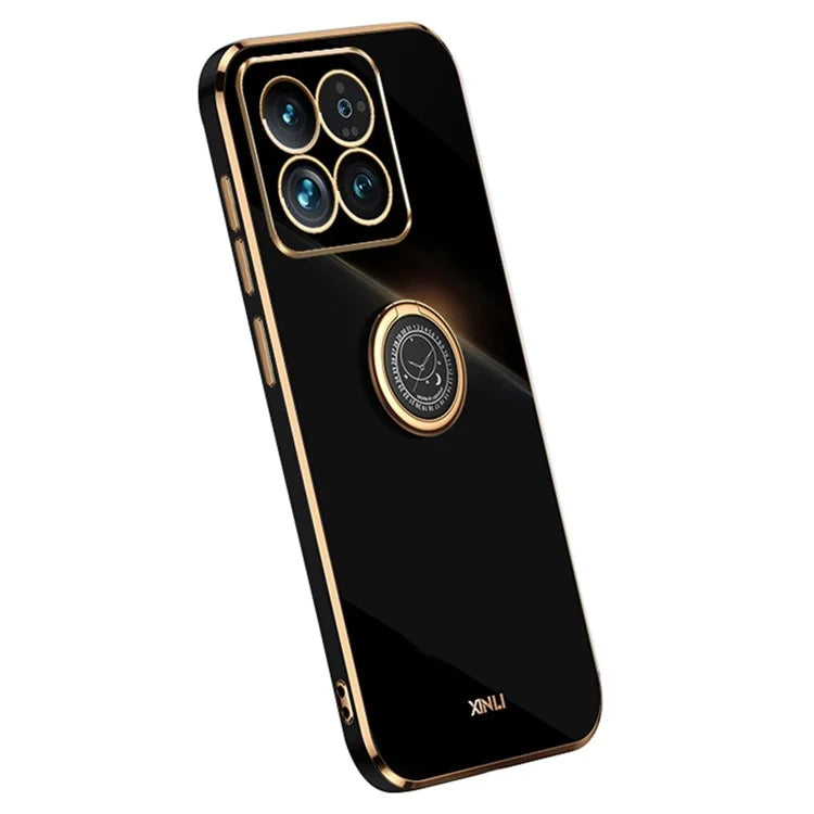 XINLI For Xiaomi 14 Pro Case Electroplated TPU Ring Kickstand Phone Cover