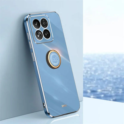 XINLI For Xiaomi 14 Pro Case Electroplated TPU Ring Kickstand Phone Cover