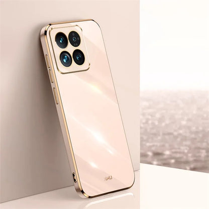 XINLI For Xiaomi 14 Pro Cover Electroplating Gold Edge TPU Anti-scratch Phone Case