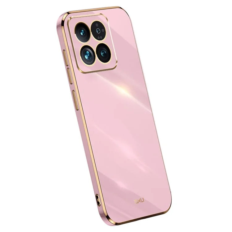 XINLI For Xiaomi 14 Pro Cover Electroplating Gold Edge TPU Anti-scratch Phone Case
