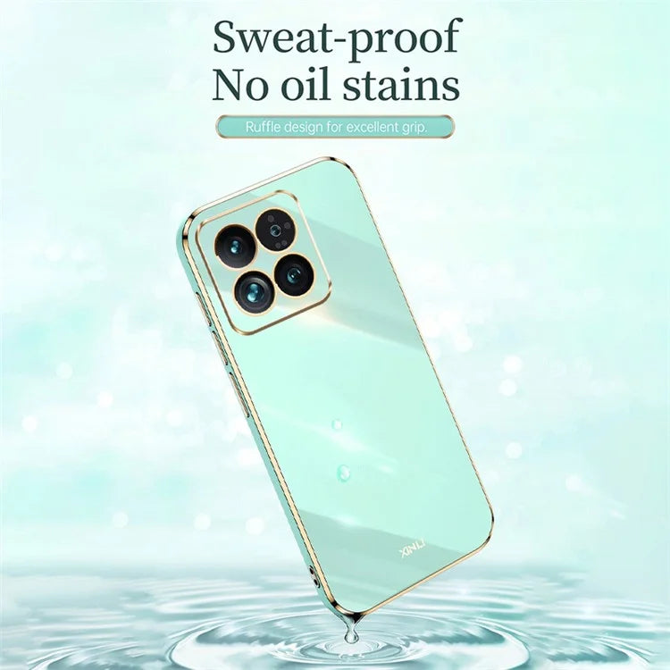 XINLI For Xiaomi 14 Pro Cover Electroplating Gold Edge TPU Anti-scratch Phone Case