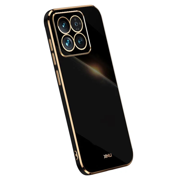 XINLI For Xiaomi 14 Pro Cover Electroplating Gold Edge TPU Anti-scratch Phone Case