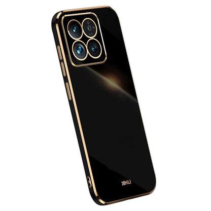 XINLI For Xiaomi 14 Pro Cover Electroplating Gold Edge TPU Anti-scratch Phone Case