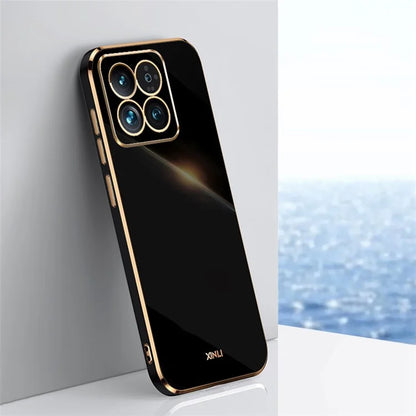 XINLI For Xiaomi 14 Pro Cover Electroplating Gold Edge TPU Anti-scratch Phone Case