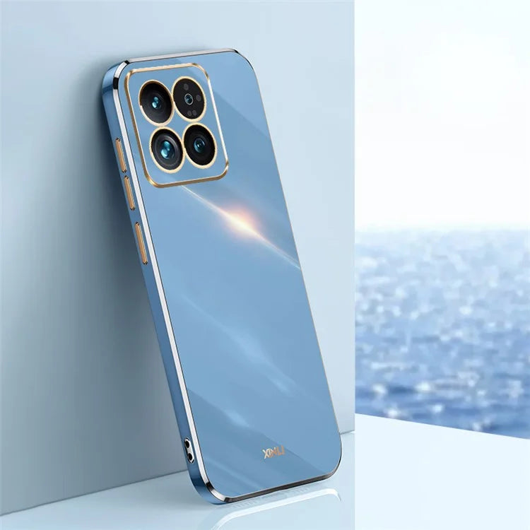 XINLI For Xiaomi 14 Pro Cover Electroplating Gold Edge TPU Anti-scratch Phone Case