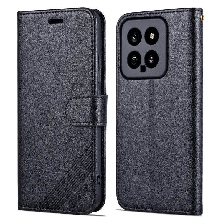 AZNS For Xiaomi 14 Case Anti-scratch Wallet TPU + PU Leather Cell Phone Cover