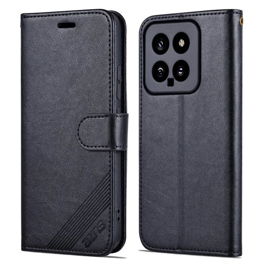 AZNS For Xiaomi 14 Case Anti-scratch Wallet TPU + PU Leather Cell Phone Cover