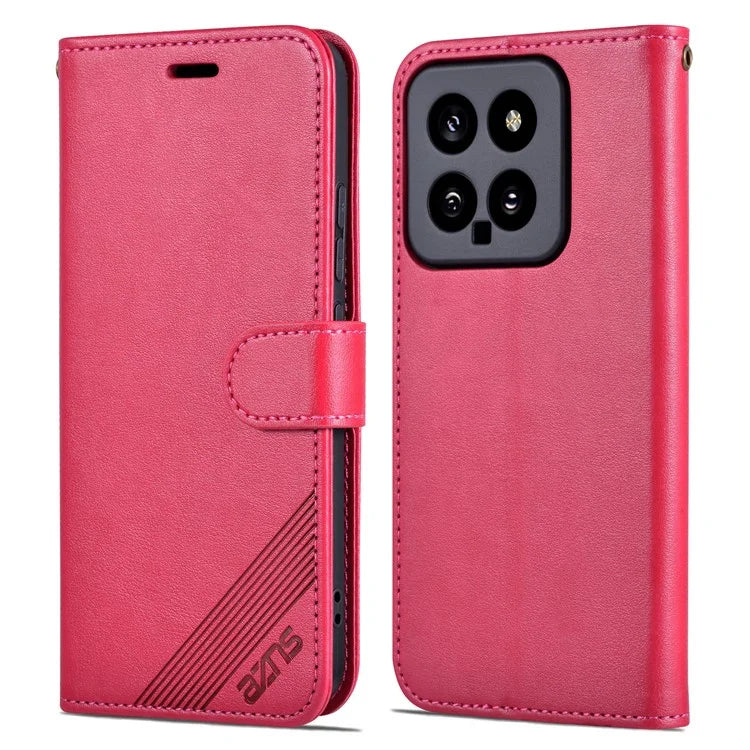 AZNS For Xiaomi 14 Case Anti-scratch Wallet TPU + PU Leather Cell Phone Cover