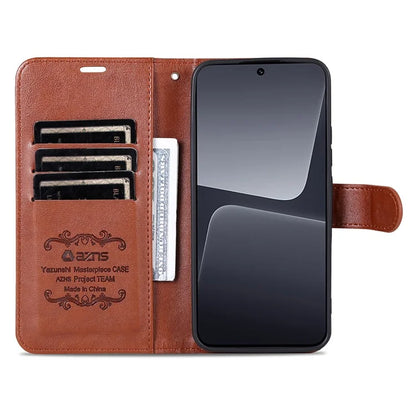 AZNS For Xiaomi 14 Case Anti-scratch Wallet TPU + PU Leather Cell Phone Cover