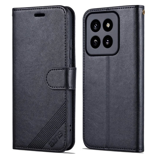 AZNS PU Leather Phone Shell for Xiaomi 14 Pro Case Anti-scratch Wallet Magnetic Phone Cover