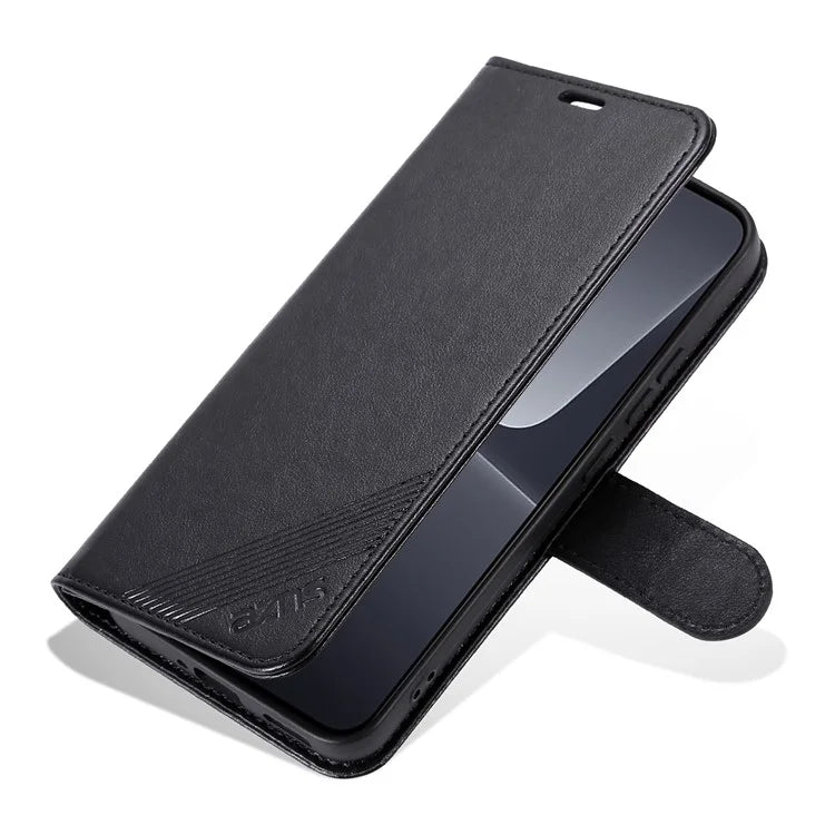 AZNS PU Leather Phone Shell for Xiaomi 14 Pro Case Anti-scratch Wallet Magnetic Phone Cover