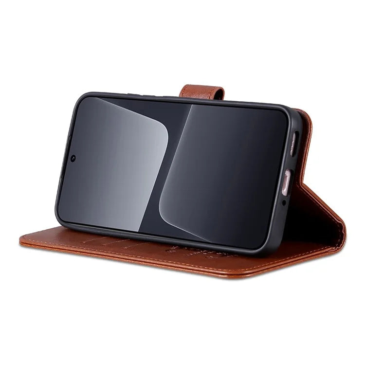 AZNS PU Leather Phone Shell for Xiaomi 14 Pro Case Anti-scratch Wallet Magnetic Phone Cover