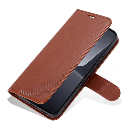 AZNS PU Leather Phone Shell for Xiaomi 14 Pro Case Anti-scratch Wallet Magnetic Phone Cover