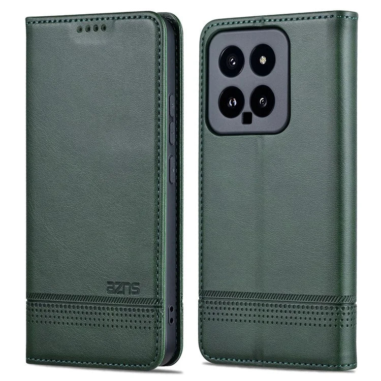AZNS For Xiaomi 14 Case Anti-Scratch Cell Phone Stand Wallet Cover