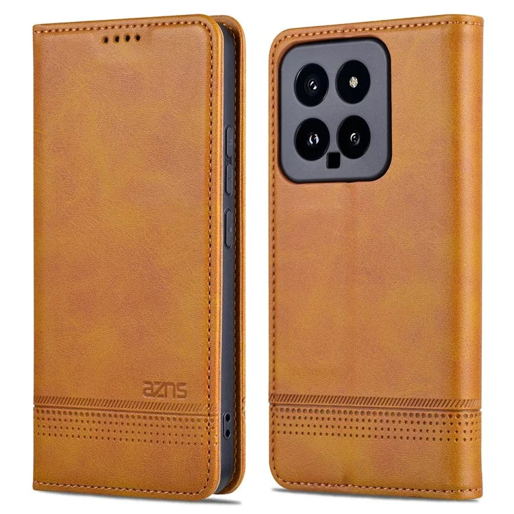 AZNS For Xiaomi 14 Case Anti-Scratch Cell Phone Stand Wallet Cover
