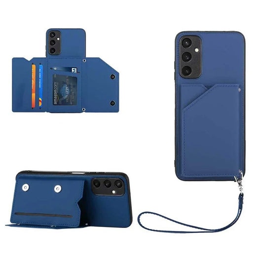 YB Leather Coating Series-2 for Samsung Galaxy A05s 4G Case Card Holder Skin-touch Phone Cover