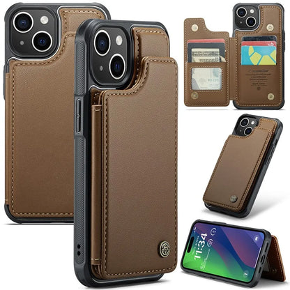 CASEME C22 Series for iPhone 15 Plus Kickstand Case Card Slots RFID Blocking Phone Cover