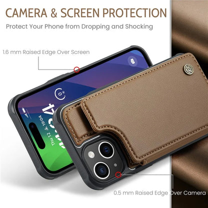CASEME C22 Series for iPhone 15 Plus Kickstand Case Card Slots RFID Blocking Phone Cover