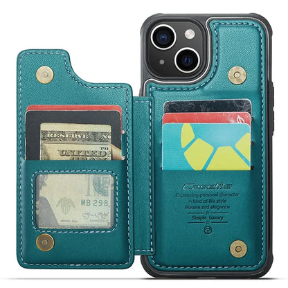 CASEME C22 Series for iPhone 15 Plus Kickstand Case Card Slots RFID Blocking Phone Cover