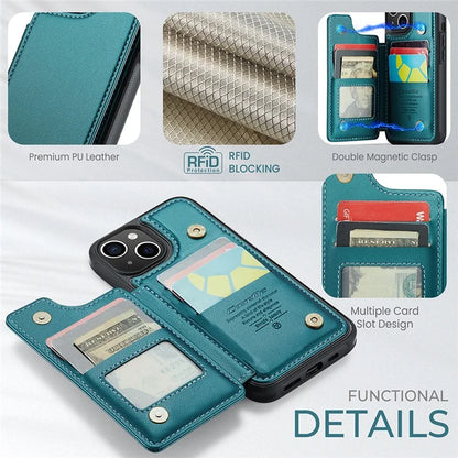 CASEME C22 Series for iPhone 15 Plus Kickstand Case Card Slots RFID Blocking Phone Cover