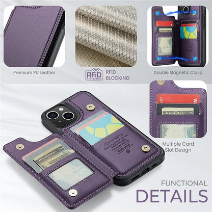 CASEME C22 Series for iPhone 15 Plus Kickstand Case Card Slots RFID Blocking Phone Cover