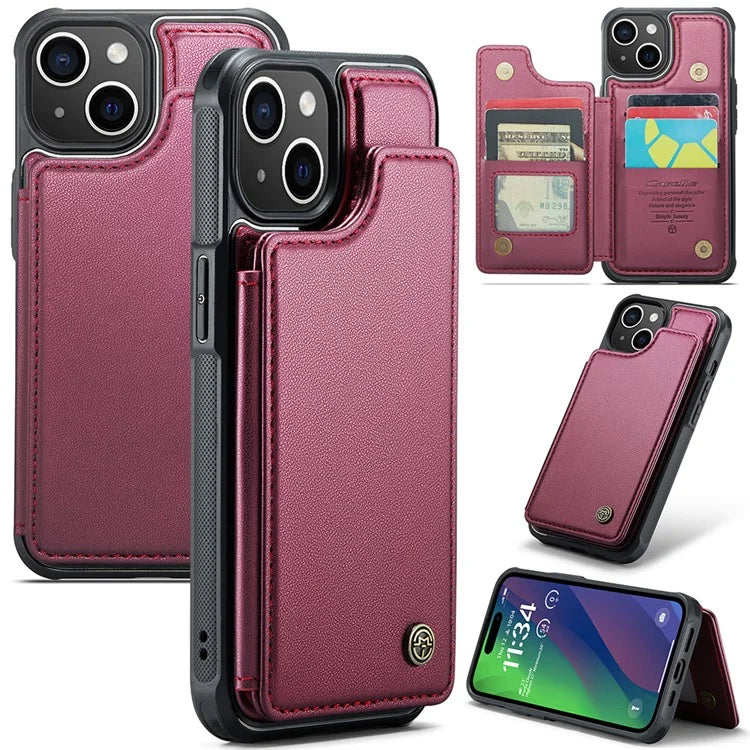 CASEME C22 Series for iPhone 15 Plus Kickstand Case Card Slots RFID Blocking Phone Cover